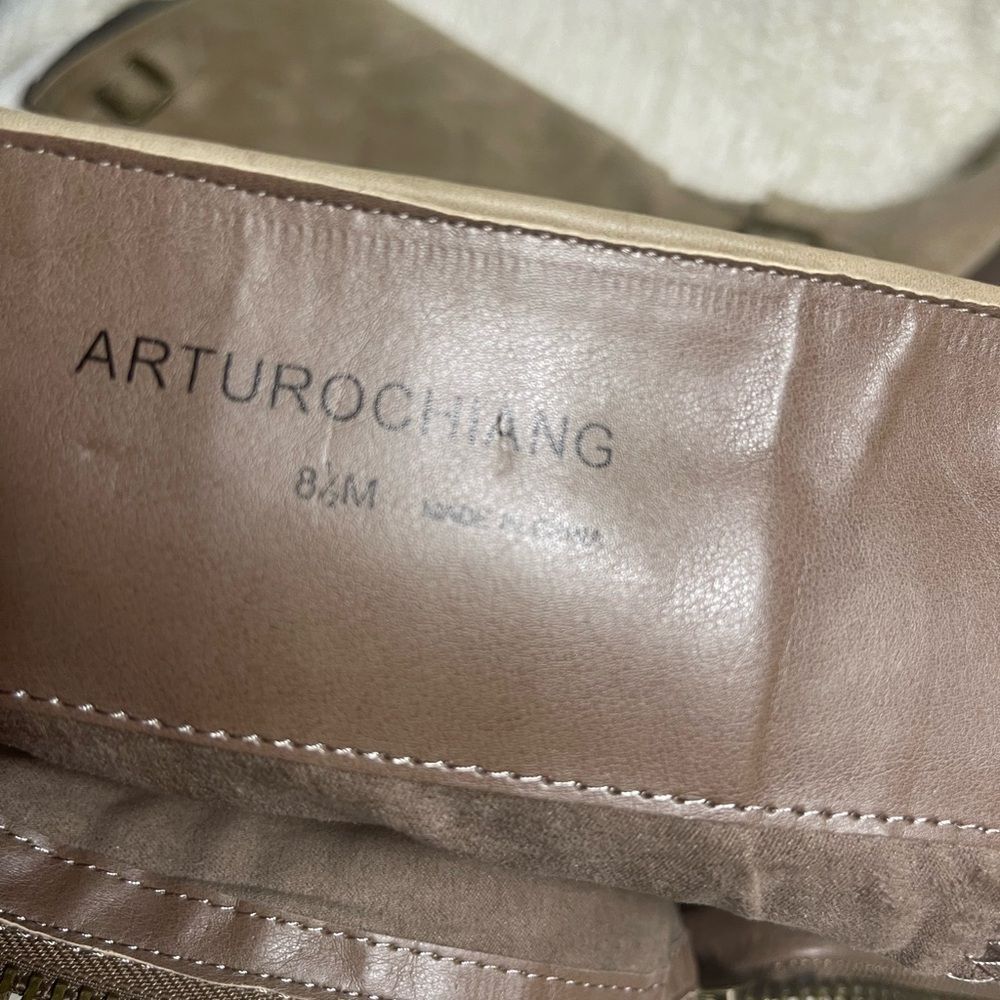 Arturo Chiang Ella distressed leather khaki riding boots SZ8.5M - Picture 8 of 10